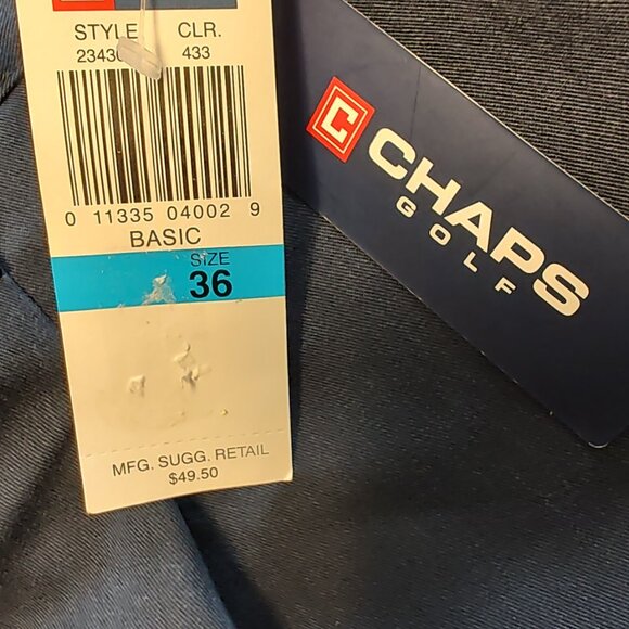 NWT! Men's Chaps Golf Shorts - Navy Blue - 36" W x 8.5" Inseam - Pleated Front - Picture 6 of 6